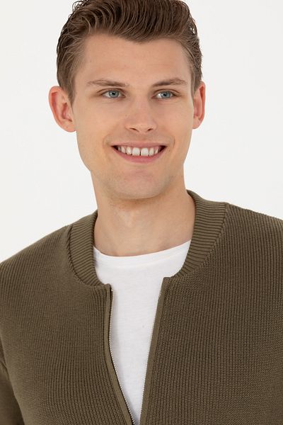 U.S. Polo Assn. Khaki Men's Knitwear Cardigan - Basic Model 50277107 -vr027