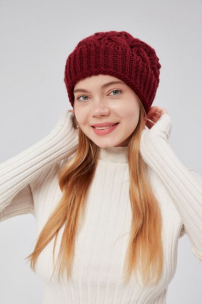 derikem Stylish Women's Hair Braid Lined Knitwear Beret