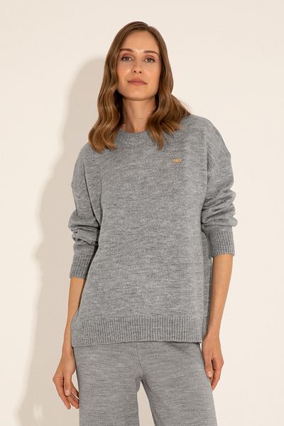 U.S. Polo Assn. Pulover de damă, gri Melange, cu gât crew 50277265 -VR086