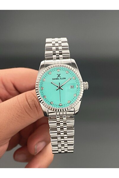 Daniel Klein Kadın Kol Saati Çelik kordon 3 ATM Su Geçirmez Gümüş Turkuaz Renk