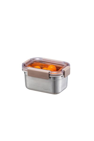Lock & Lock Stainless Steel Oven & Storage Container with Quadrangular Lock 520 ml - Brown