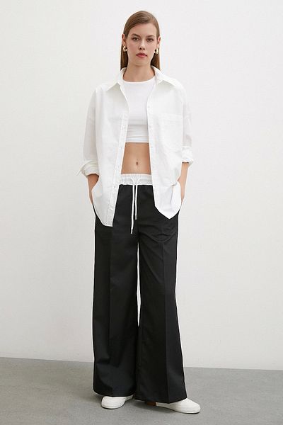 Never more Black Trousers - Lacquered Waist and Garnished