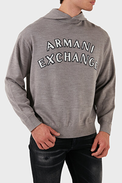 Armani Exchange Men's Hooded Sweater - Cotton and Wool Blend, Regular Fit Pullover 6Dzm2Y Zm4Nz 17Ac