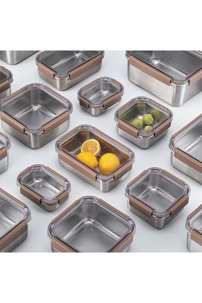 Lock & Lock Stainless Steel Locknlock Oven and Storage Container - Square Lock, 1.3 Lt ml, Brown