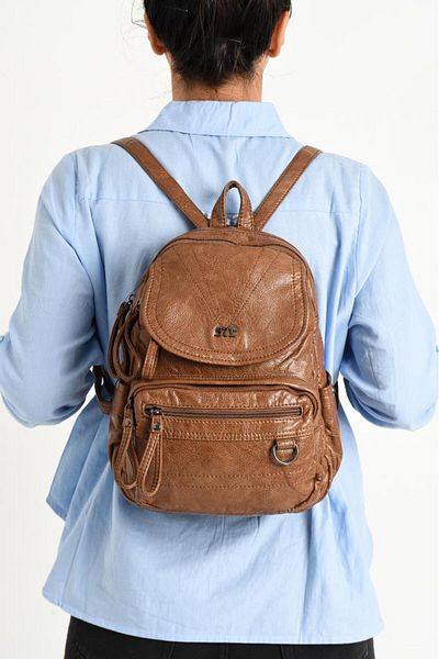 Baginn Y.S.Δερμάτινο Mini Size Γυναικείο Σακίδιο Πλάτης Vegan Δερμάτινο Σακίδιο πλάτης 27*20 cm Μαλακή υφή Πολλαπλές τσέπες
