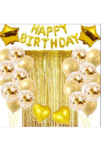 CANSIN Χρυσό σετ γενεθλίων Happy birthday