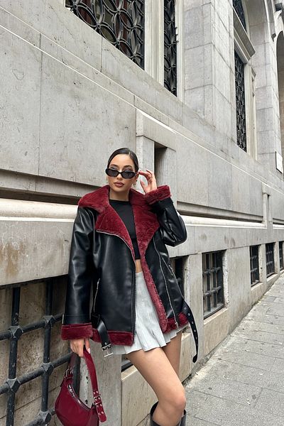 ASEDE Premium Leather Toscana Laminated Belted Jacket Luxury Women's Coat with Inner Lining Detail