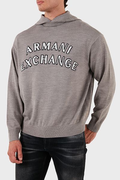 Armani Exchange Men's Hooded Sweater - Cotton and Wool Blend, Regular Fit Pullover 6Dzm2Y Zm4Nz 17Ac
