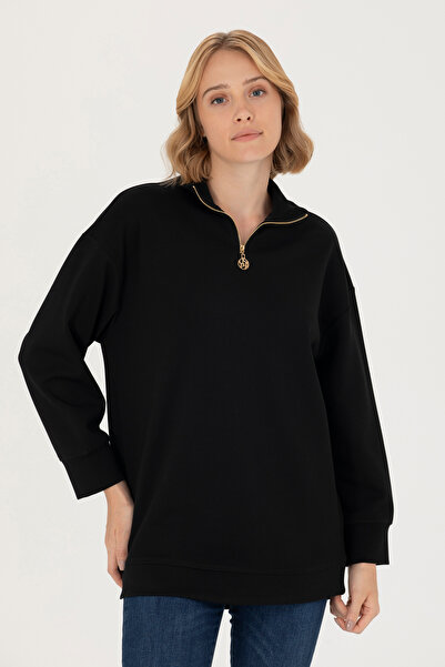 U.S. Polo Assn. Γυναικείο μαύρο φούτερ με όρθιο γιακά 50277560-VR046