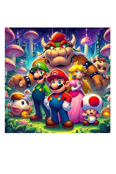 hediyehobihersey Sevimli Mario Resimli Pasta, Şekerli Kağıt Baskı Pasta ve Ku...