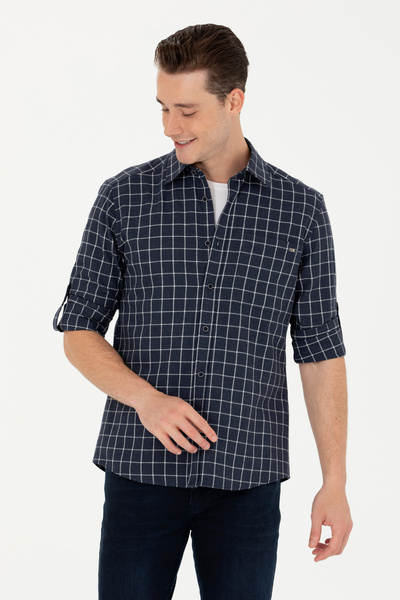 U.S. Polo Assn. Erkek Lacivert Uzun Kollu Gömlek 50279413-VR033