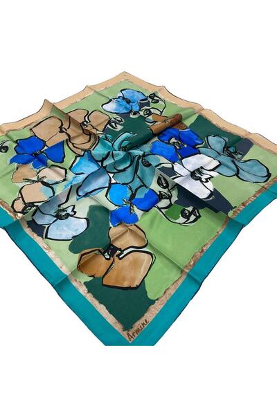 Armine Eșarfă de mătase verde Tivil 8914-12