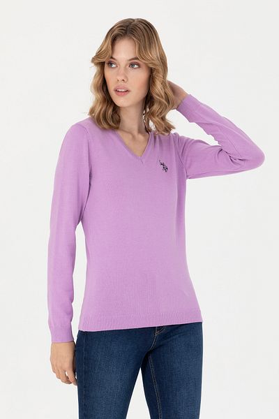 U.S. Polo Assn. Базов дамски пуловер с V-образно деколте Magnolia -50276570-VR034