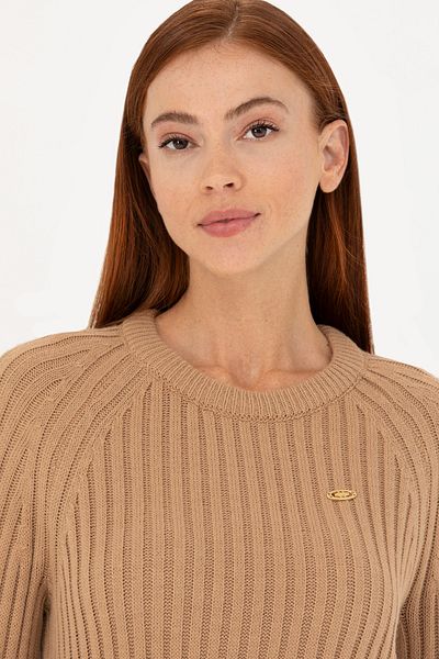 U.S. Polo Assn. Rochie Tricotaj Femei Decolteu Crew - Nisip 50277304 -vr123