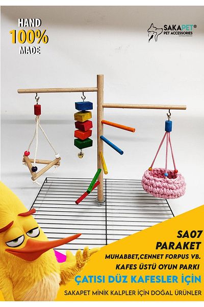 SAKAPET Playground Parakeet - with Cage Top Bed, Bird Heaven Sevda Parrot, Forpus Sa7