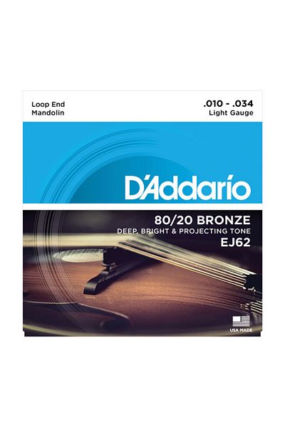 Daddario Ej62 Mandolin String Set - 80/20 Bronze, Loop End, Light G