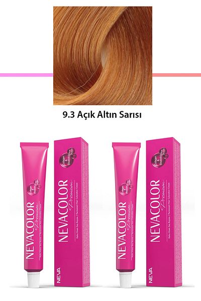 Neva Color Set of 2 Premium 9.3 Light Golden Blonde - Permanent Cream Hair Dye 2 X 50 g Tubes