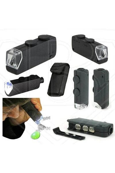 Belle Fusion Mini 60X 100X Zoom Lens Focus Jewelry Led Pocket Microscope Magnifier
