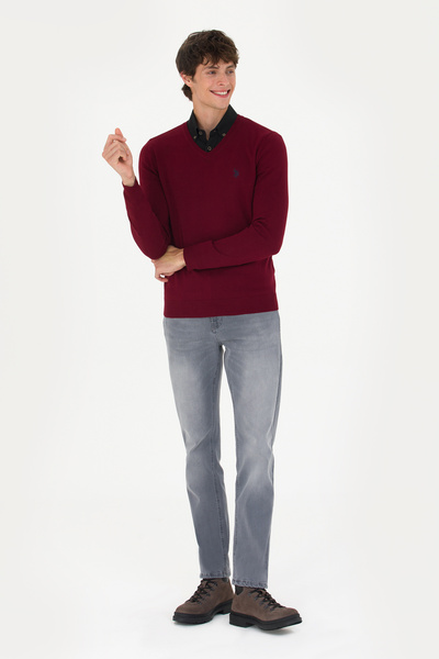 U.S. Polo Assn. Claret Red Men's Basic Sweater -50275819-VR014