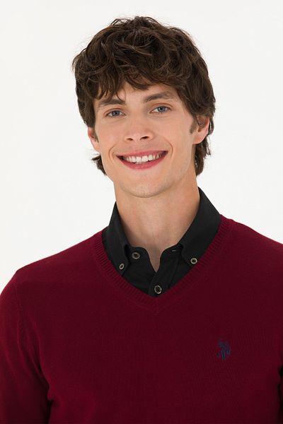 U.S. Polo Assn. Claret Red ανδρικό πουλόβερ Basic - 50275819 -VR014