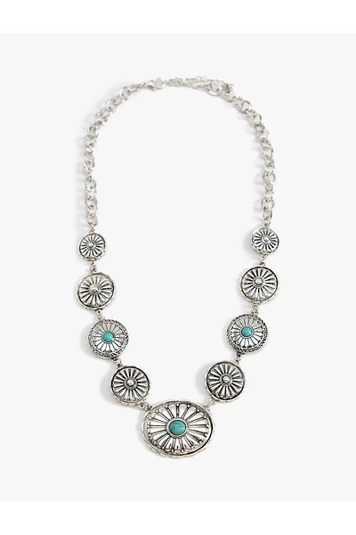 Koton Geometric Stone Detailed Steel Necklace - Koton X Zeynep Cushion