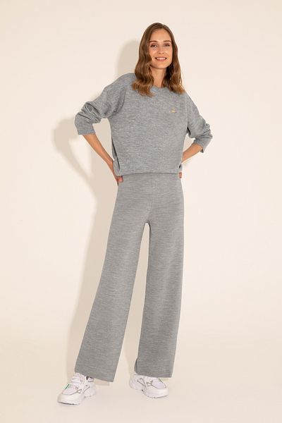 U.S. Polo Assn. Women's Gray Melange Loose Fit Knitwear Trousers 50277305 -Vr086