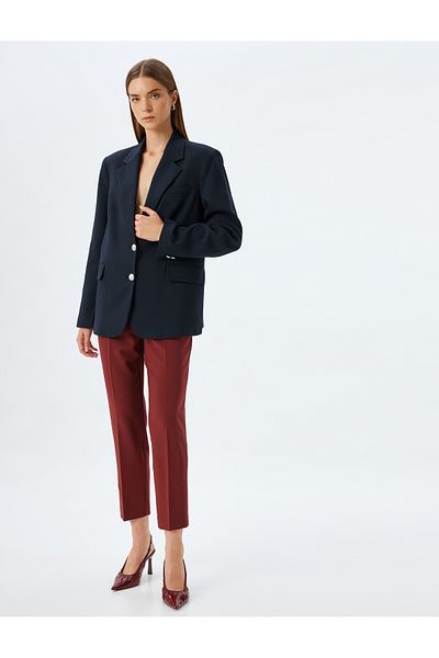 Koton Pantaloni din țesătură pentru țigări cu talie înaltă, slim fit, cu buzunare