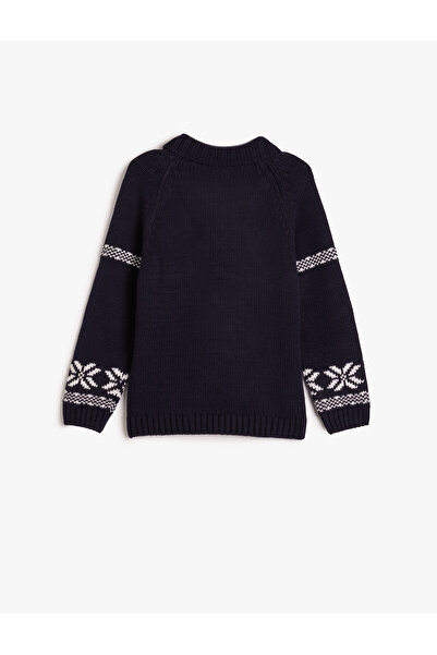 Koton Detailní pletený svetr s dlouhým rukávem se vzorem jelena