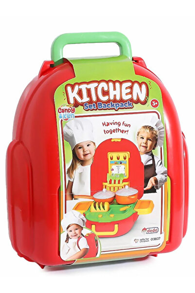FEN TOYS Dede Oyuncak Candy Mutfak Set Sırt Çantası Kırmızı