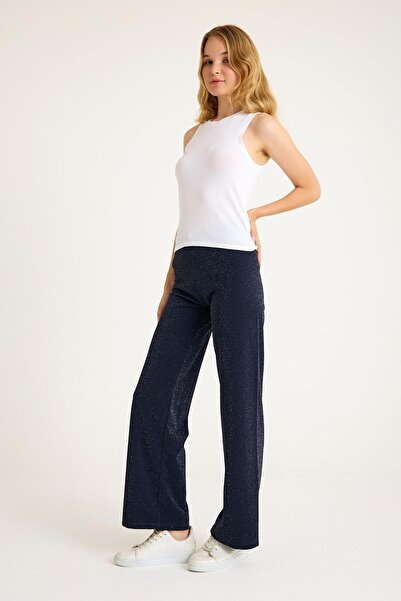 COTENCONCEPT Glitter Comfortable Fit Wide Leg Women's Trousers