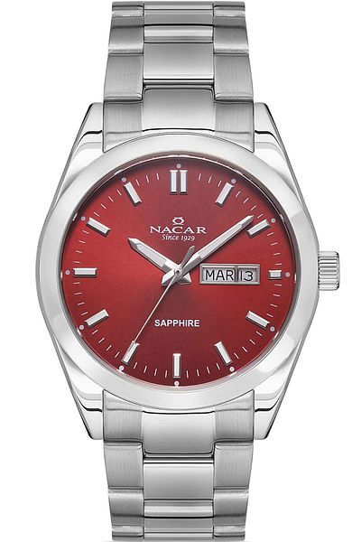 Nacar Sapphire Glass Classic Silver Men's Wristwatch Nc31-299227-Arm