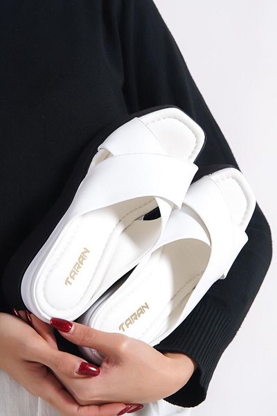 Taran Emma Women's Slippers - Stylish, Comfortable Wedge Heel and Cross Detail