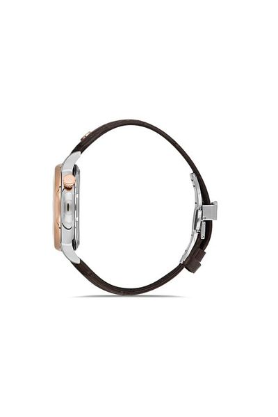 Hislon Men's Multicolor-Navy Blue Steel Case Round Dial Leather Band Wristwatch Automatic Mechanism Anal
