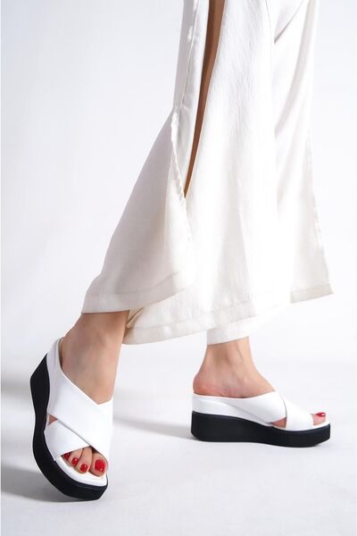 Taran Emma Women's Slippers - Stylish, Comfortable Wedge Heel and Cross Detail