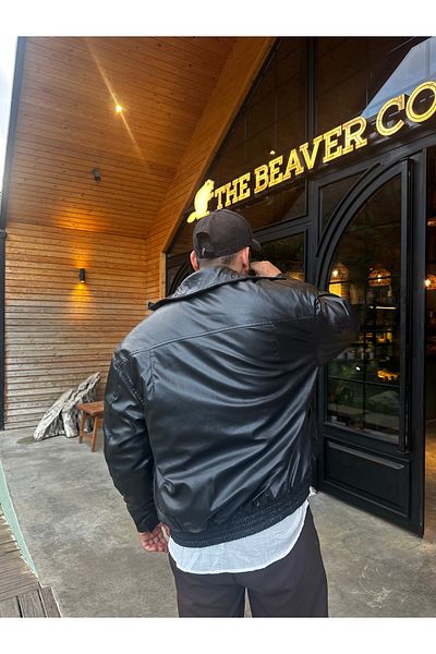 bonnline OVERSIZE BOMBER ΔΕΡΜΑΤΙΝΟ ΠΑΝΕΛ