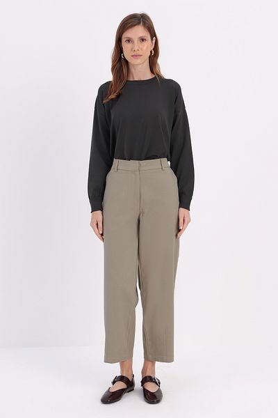 ALLDAY Pantaloni morcovi cu agrafă măsline și picior