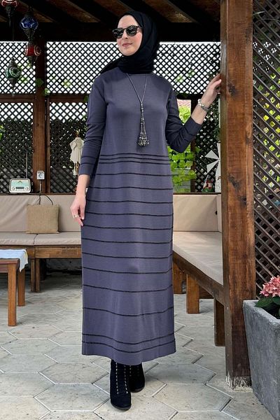 Rabia Şamlı Πλεκτό φόρεμα Anthracite Nisan Glitter
