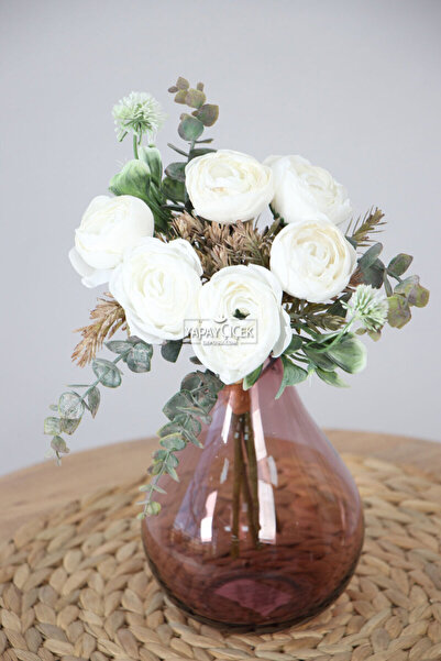 Yapay Çiçek Deposu باقة ورد الفاوانيا المسطحة من الزهور الصناعية مقاس 30 سم ب...