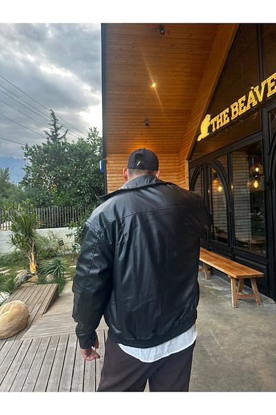 bonnline OVERSIZE BOMBER ΔΕΡΜΑΤΙΝΟ ΠΑΝΕΛ