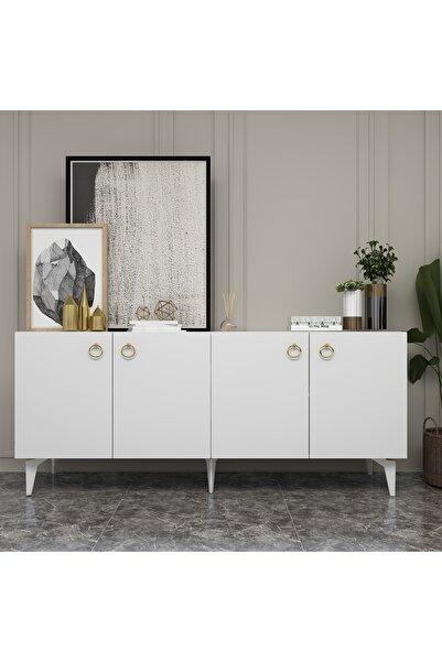 cantek dizayn Dronne Konsol 4 Kapaklı, 4 Raflı Beyaz-beyaz