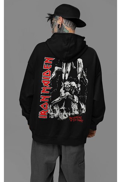 SEVBANO Iron Maiden Music Band Printed Unisex Oversize Rock Metal Hoodie