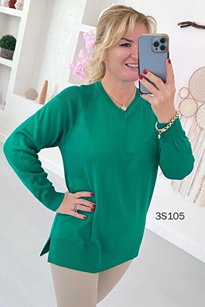 İnce Topuk V Yaka Triko Bluz 3S105