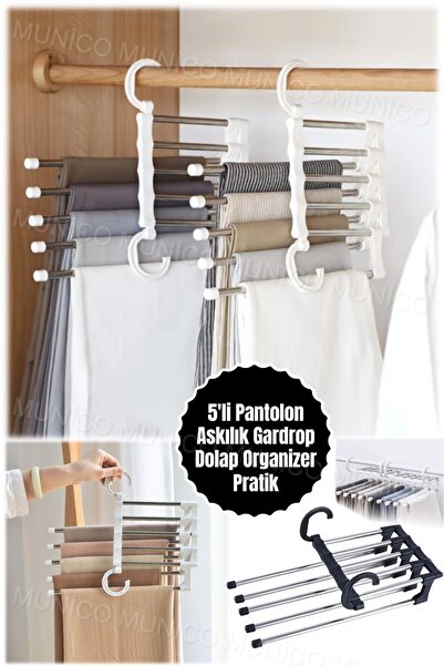 Gaggani 5 İn 1 Sihirli Pantolon Raf Dolap Depola Organizatör Çok Katmanlı Pan...