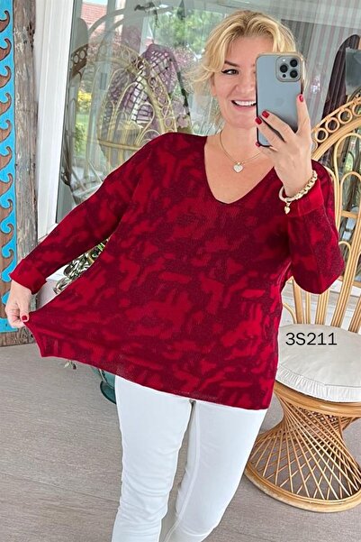 İnce Topuk Glittery V-neck Knitwear BlouSe - 3S211