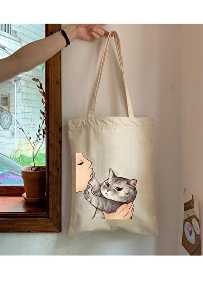 Cemira Kedi British Tote Bag Bez Çanta
