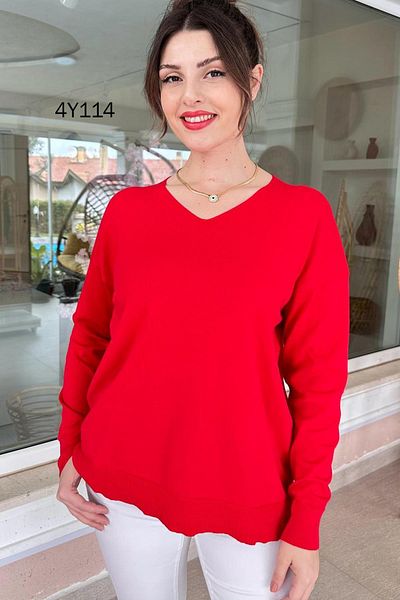 İnce Topuk V-neck Knitwear Blouse - 4Y114 Model