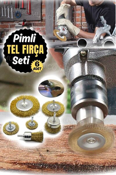 Gaggani Çeşitli Yüzeylerde Kullanıma Uygun 6 Parça Tel Fırça Matkap Seti: Dem...