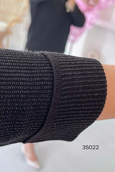 İnce Topuk Glittery Double Sleeve Knitwear Blouse - 3s022