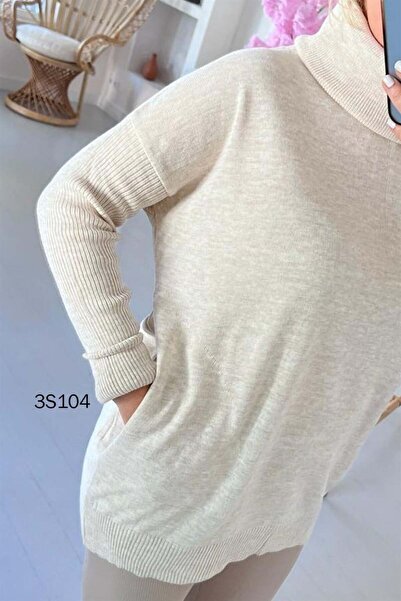İnce Topuk Degaje Collar Knitwear Blouse with Pockets - 3S104