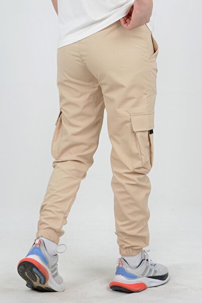 Edwox Ανδρικό Slim Fit Pocket Λεπτό αθλητικό παντελόνι με ελαστική μέση και πόδι Beige Edw071